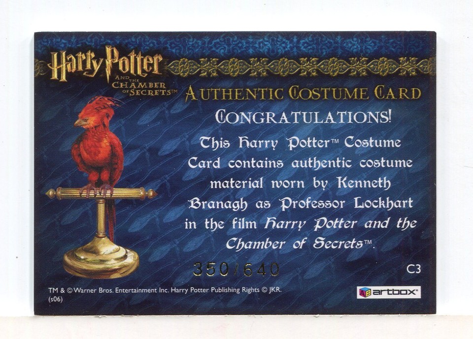 Wie Heißt Das Mädchen Von Harry Potter Harry Potter Chamber Secrets Professor Lockhart Costume Card HP C3 #350