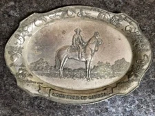 Vintage Metal Ashtray Collector SOUVENIR OF CANADA Mountie On Horse Image