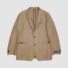 Ben Sherman Men Brown Hill Wool Stretch Blazer Sport Coat Suit Jacket Size 42L