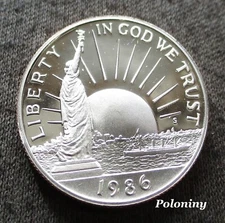 COMMEMORATIVE HALF DOLLAR COIN 1986-S PROOF STATUE OF LIBERTY IMMIGRANTS