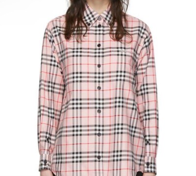 【Burberry】Burberry Women's Long Sleeve Shirt in Nova Check Pink
