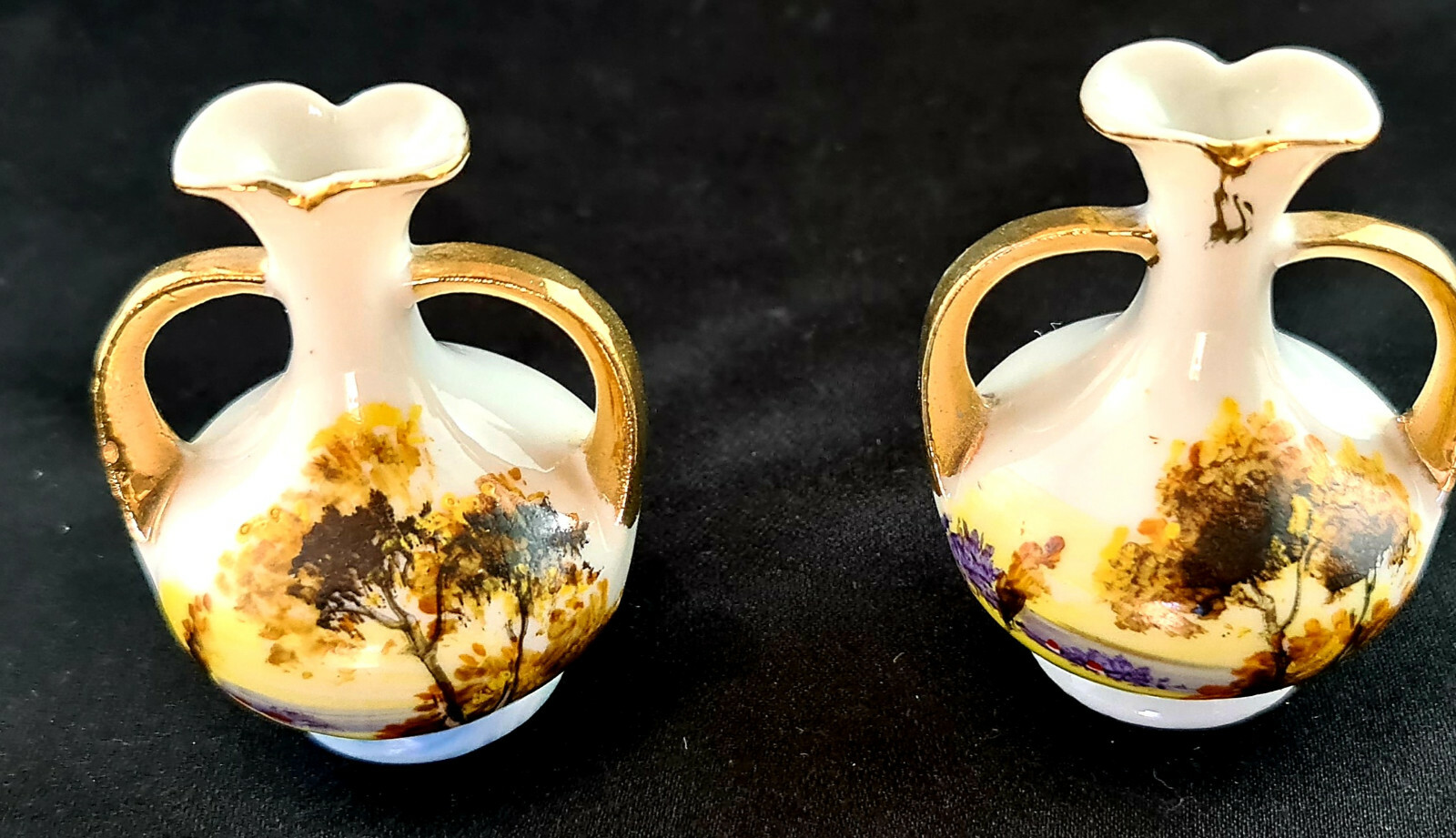 Vintage Miniature Bud Vases (2), both Twin Handled Made in Japan, Hand