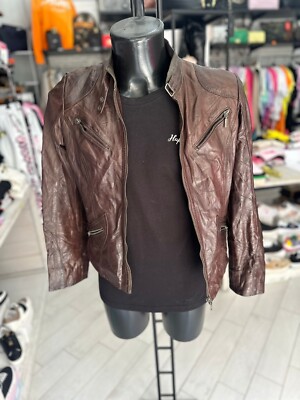 GENERICO genuine leather jacket used men man size 42 brown LLV36