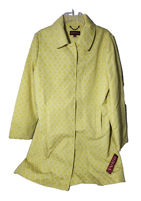 Merona Women's Yellow Trench Coat Snap Front Lined Cotton Blend Sz XL MSRP 59.99