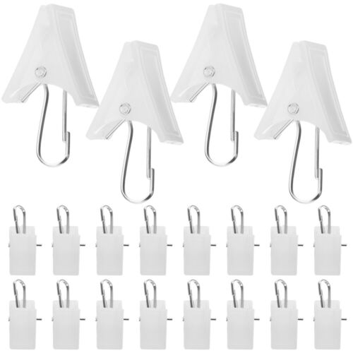  20 Pcs White Plastic Curtain Clip Hooks with Clips for Hanging - Picture 1 of 12
