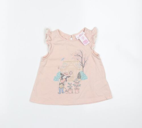 Tommy Bahama Baby Pink Cotton Basic T-Shirt Size 12 Months Round Neck - Garden P - Afbeelding 1 van 12