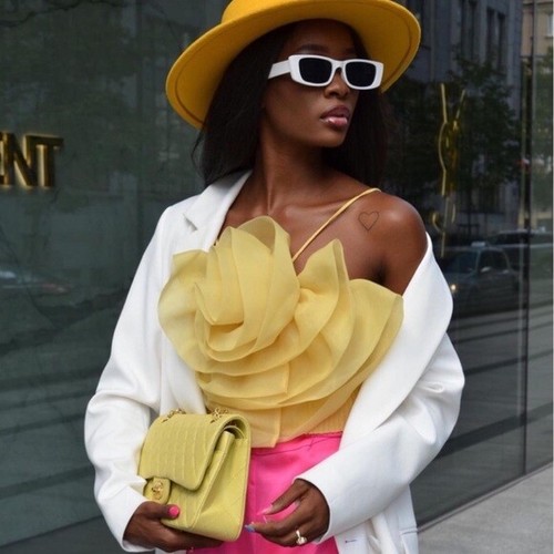 ZARA NEW WOMAN CROP STRAPPY MAXI FLORAL ORGANZA TOP LIGHT YELLOW SIZE M  0858/802 | eBay