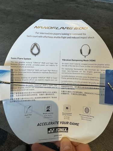 BRAND NEW YONEX NANOFLARE 600 RAPID FIRE PREMIUM BADMINGTON Racket NF-600YX 4U4 - Picture 22 of 22