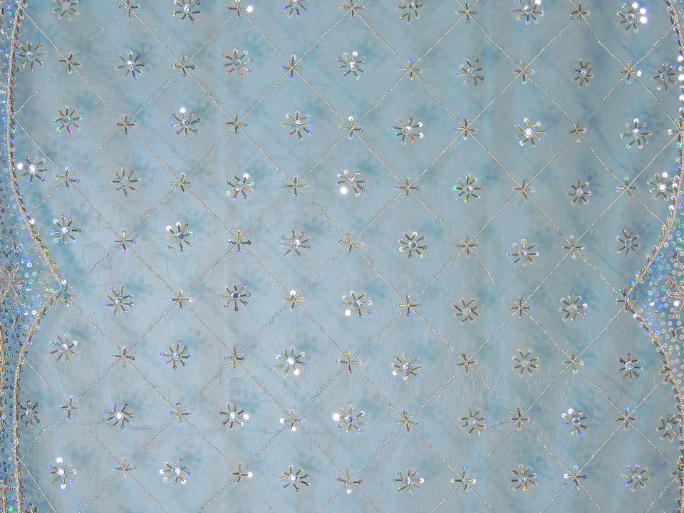 Panel Cortina Azul - Zardozi Bordado Cuentas India Tratamientos Ventana 92" Foto 3 de 4