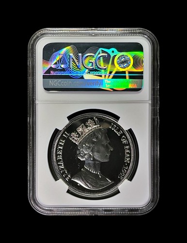 ISLE OF MAN. 1995, 1 Crown, Silver - NGC PF68 - Top Pop 🥇 Queen Mother Birthday - Picture 4 of 5
