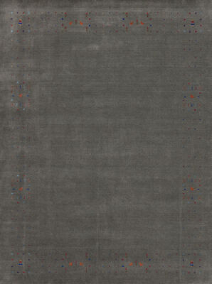 Unique Vibrant Living Room Rug Gray Color Handmade Gabbeh 8x10 ft