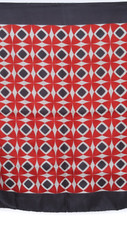 Anonymous Vintage 1960s Charcoal Grey Hand Rolled Concentric Red Geometric Scarf