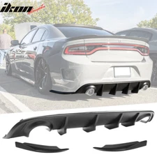 Fits 15-23 Dodge Charger SRT V2 Style Rear Diffuser & 2PC Side Apron Matte Black