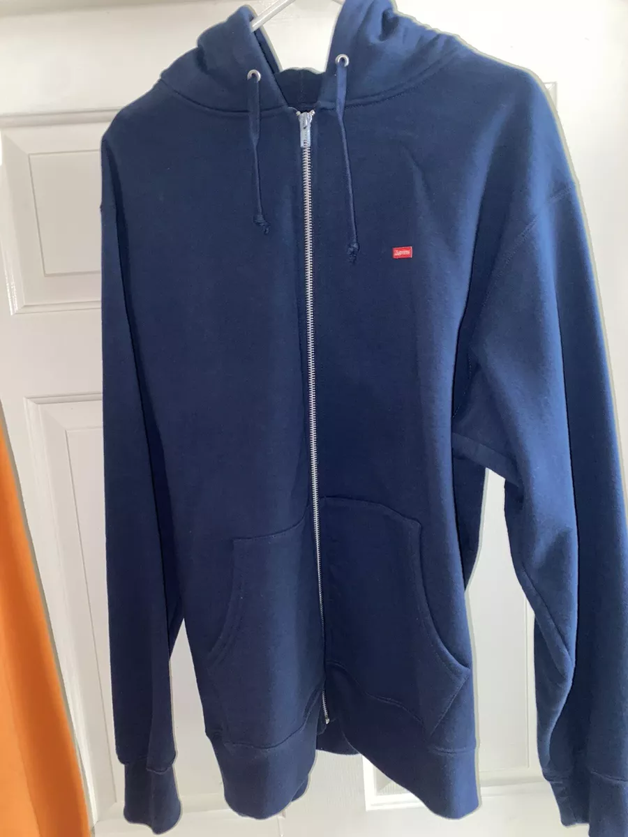 supreme small box logo zip up hoodie hooded sweatshirt navy XL SS21