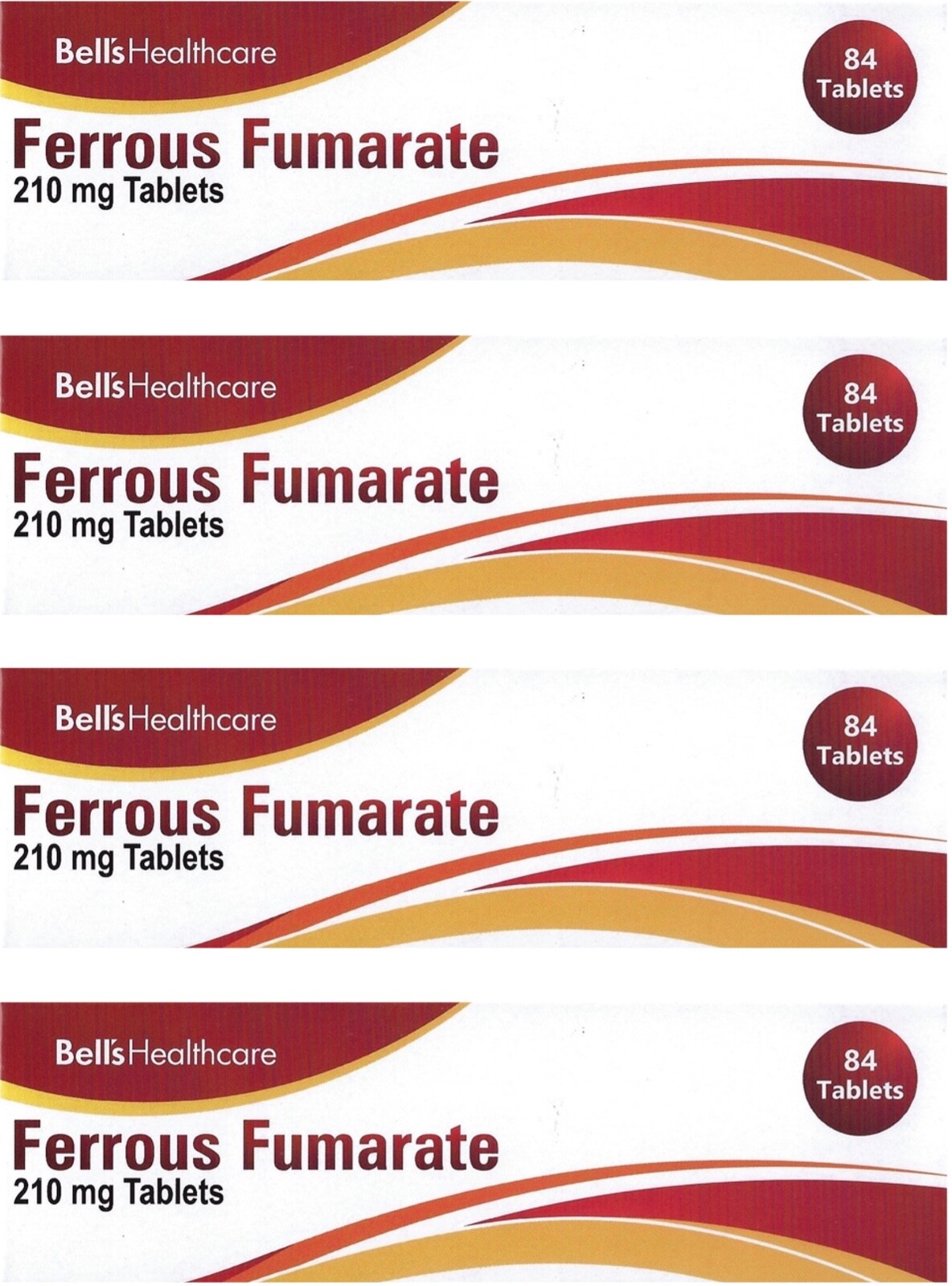 4 x FERROUS FUMARATE 210mg Iron Tablets (84 pack)  - (BELL'S HEALTHCARE)