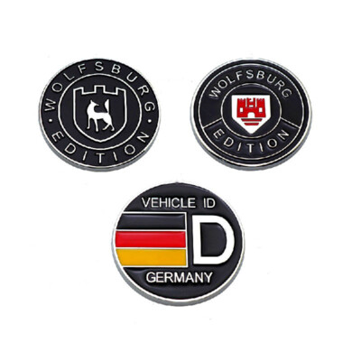 For Wolfsburg EDITION 2PCS 6.5cm Logo Embleme Ornamente Metal GERMANY VEHICLE ID