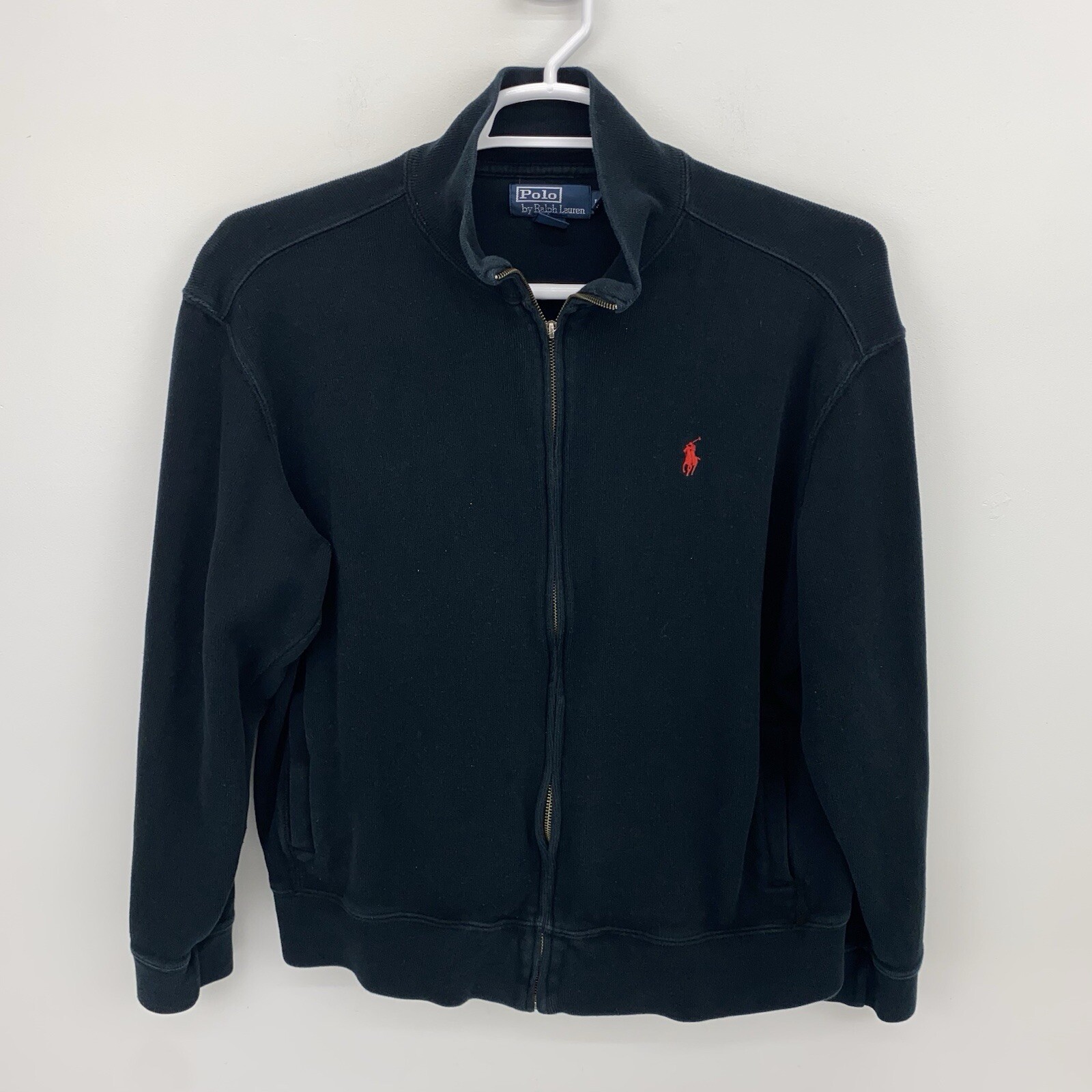 Giacca Polo Ralph Lauren vintage uomo taglia large nero bomber y2k full zip pony