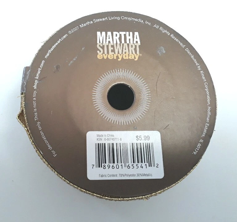Martha Stewart Wired Ribbon Gold Metallic Tone Snowflake Christmas 30ft New - Image 2 of 4