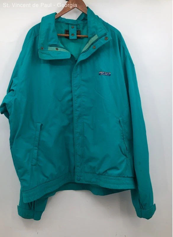 Eddie Bauer Turquoise 90s Relaxed Nylon Zip Up Rain Jacket Vintage - Size Xl