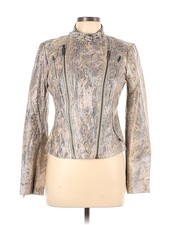 Catherine Malandrino Women Gold Leather Jacket 10