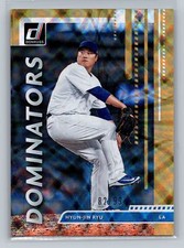 2020 Donruss #D-6 Hyun-Jin Ryu Dominators Gold #/99