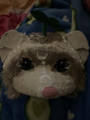 Ferret Therian Mask Cute And Fluffy Unlined With Sponge Leaf On Top Of Head Mesh