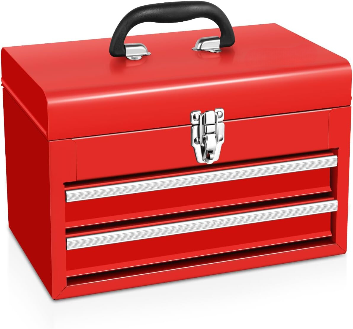 14 Inch Steel Portable Tool Box - 2 Drawer+Top Storage Toolbox 