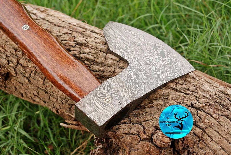 HACHA TOMAHAWK HACHA DE CAMPING BARBA VIKINGA ACERO DAMASCO FORJADO HECHO A MANO 948 Foto 4 de 4