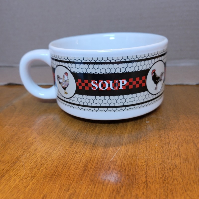 Houston Harvest Gift Products Black Red Checkered Chicken Rooster Soup Bowl