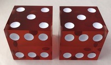 Pair of 50mm 1.97" Red Translucent Jumbo Resin Dice - Matching Display Dice