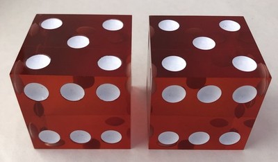 Pair of 50mm (1.97'') Red Translucent Jumbo Resin Dice - Matching Display Dice