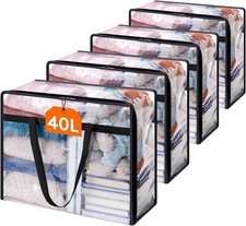 4 Pack Clear Clothes Storage Bags 40L Plastic Blanket Storage Bag Vinyl