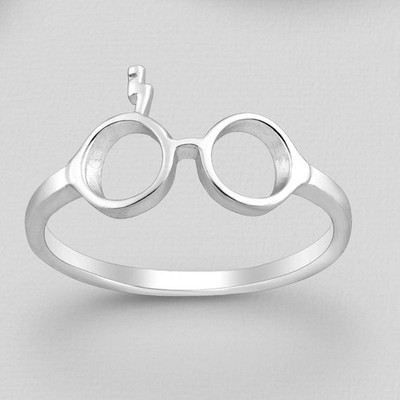Sterling Silver Glasses with Lighting Bolt Ring Size 6