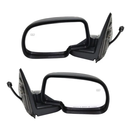 Side View Mirrors Power Heated Smooth Black with Puddle Pair For 00-02 Chevy GMC