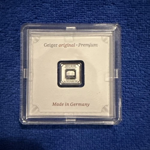 Geiger Edelmetalle 1g .999 Fine Silver Bar Bullion in assay