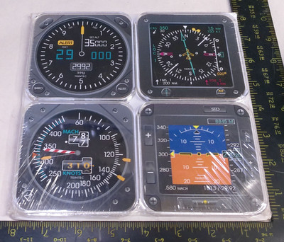 (4) Coasters Aircraft Instrument Airspeed Altitude Heading Attitude Set 9099 NEW