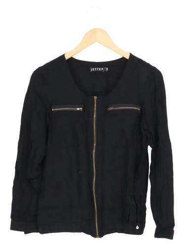 Veste Bomber Zippée Légère Elwood, Femme Grande Noire Froncée