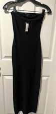 PRETTY LITTLE THING BLACK DRESS BANDEAU STYLE MAXI DRESS SIZE 8 NWT