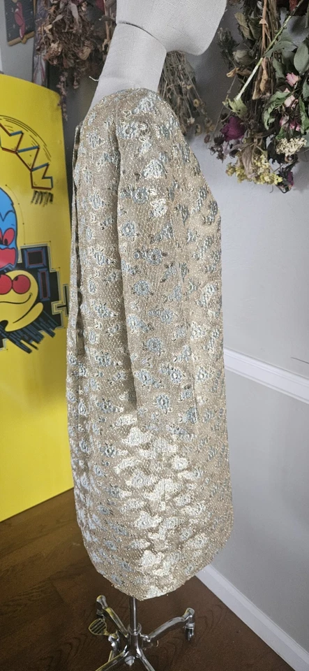 Vestido Floral Vintage Años 60 Montaldo 2 Piezas Illusion Línea A Foto 4 de 4