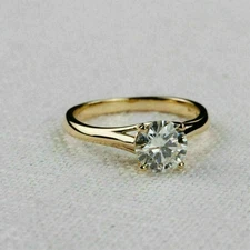 2 Ct Round Solitaire Diamond Engagement Wedding Ring 14K Yellow Gold Over Size 7