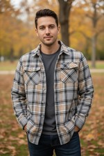 1826 Men's Sherpa Lined Full Zip Hooded Flannel Plaid Shirt Jacket