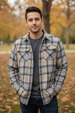 1826 Men's Sherpa Lined Full Zip Hooded Flannel Plaid Shirt Jacket