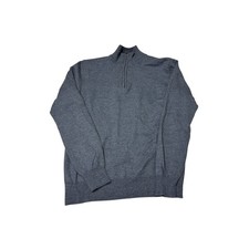 UNTUCKit Mens Large Gray 100 Merino Wool Quarter Zip Mock Neck Sweater