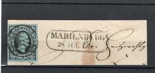 Altdeutschl. Sachsen Nr. 5 auf wundersch. Briefstück gest. Marienberg gepr.