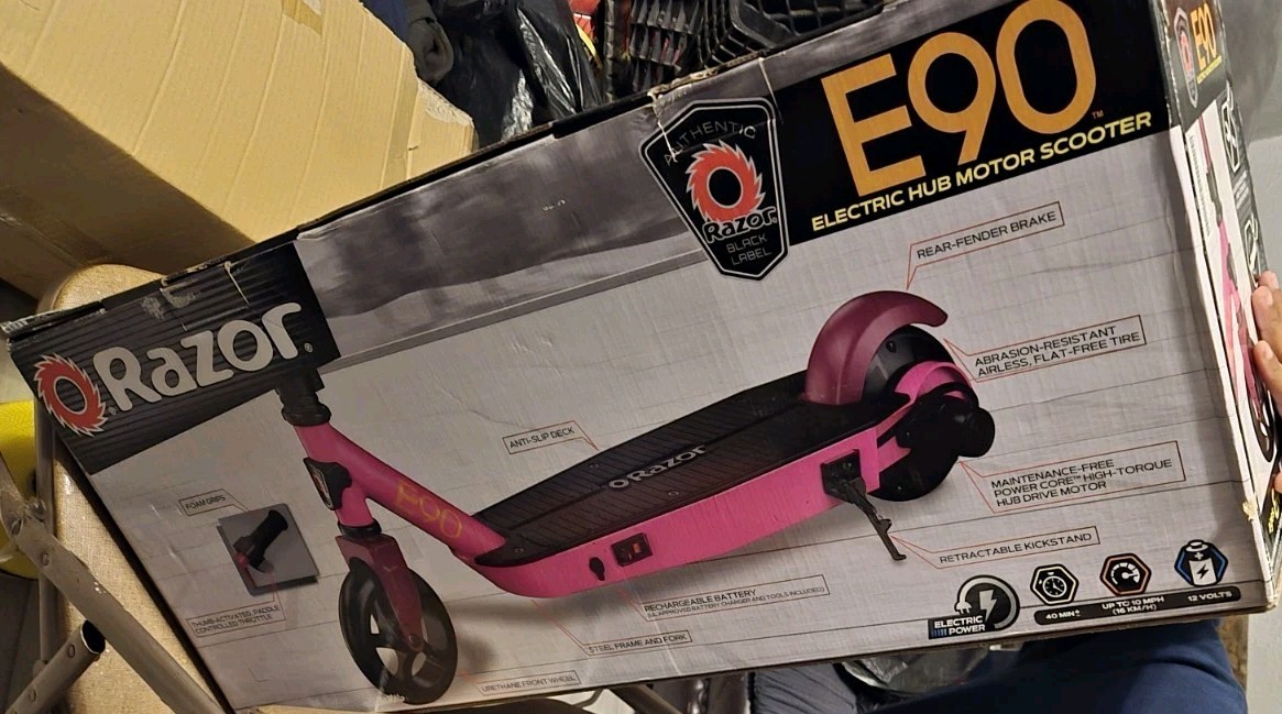 Razor Black E90 Electric Scooter Kids Age 8+ Power Core High