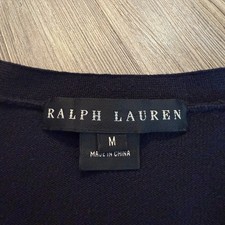 Ralph Lauren Womens Medium 100% Cashmere Black Label Button Navy Cardigan