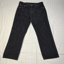 Vintage Levis 501 Mens Jeans 38x30 Black Cotton Made in USA Button Fly 501-0660