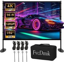 150 inch Projector Screen with Stand, 16:9 4K HD Portable Outdoor Movie Screen,