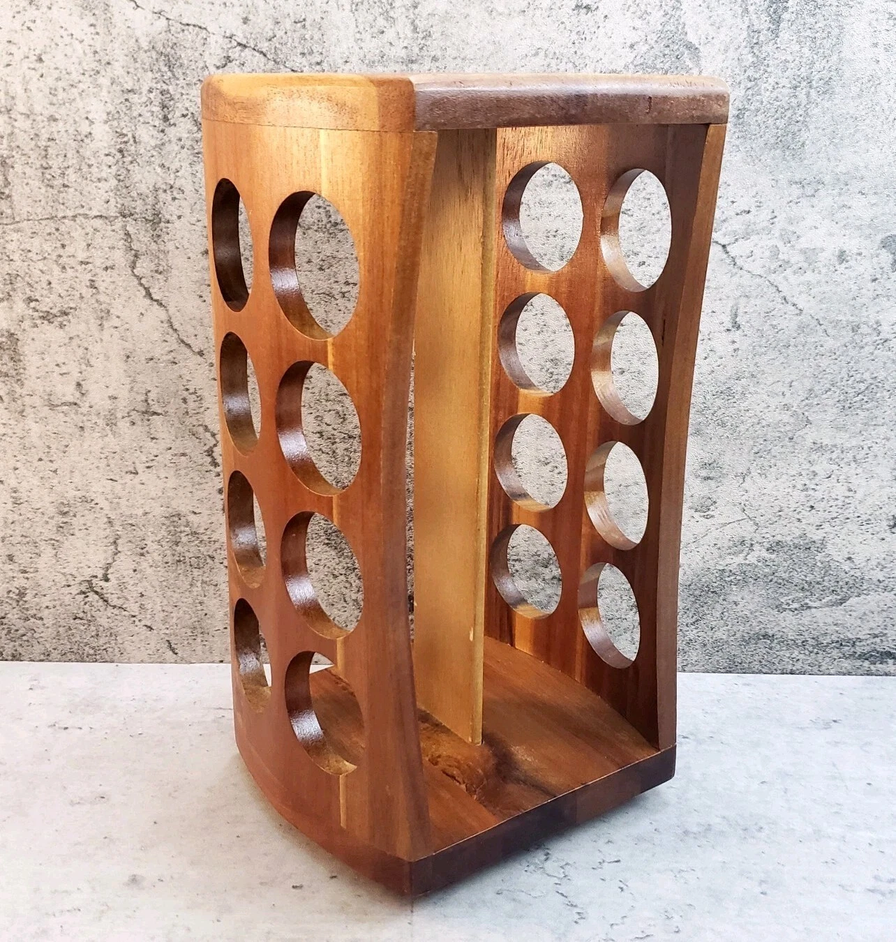 Kamenstein Lazy Susan Spice Rack Wood Revolving Storage 16 Slots -- No Bottles