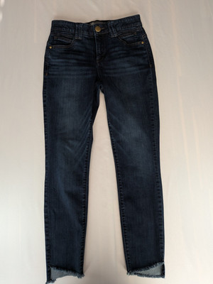 Democracy Absolution Skinny Jeans Womens 2 Dark Wash Raw Step Frayed Hem Stretch